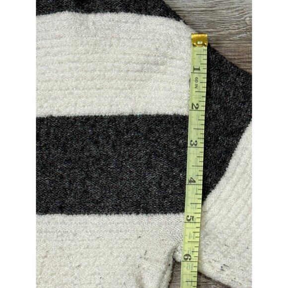Kaisely Womens Dark Gray and Cream Striped Sweater Long Sleeve Ribbed Medium - Picture 13 of 14